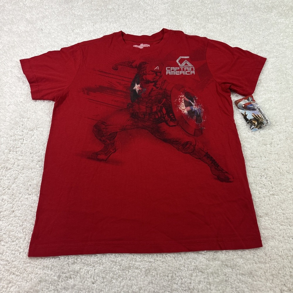 Red Captain America Marvel Men's T Shirt